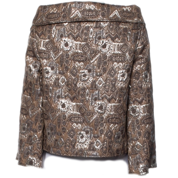 *$4,300 OSCAR DE LA RENTA STUNNING SILVER METALLIC RUNWAY SKIRT SUIT 0 4 S - Picture 12 of 15